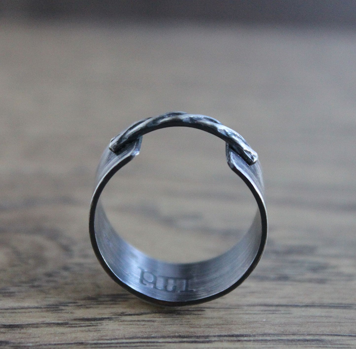 Wide Silver Band "Bridge" Ring, Size 9.5