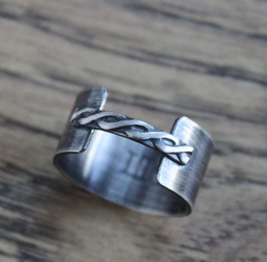 men's wide band sterling silver ring