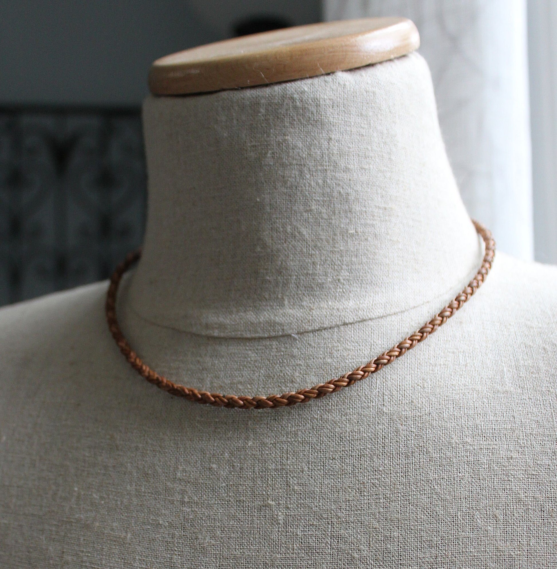 men's light brown leather necklace