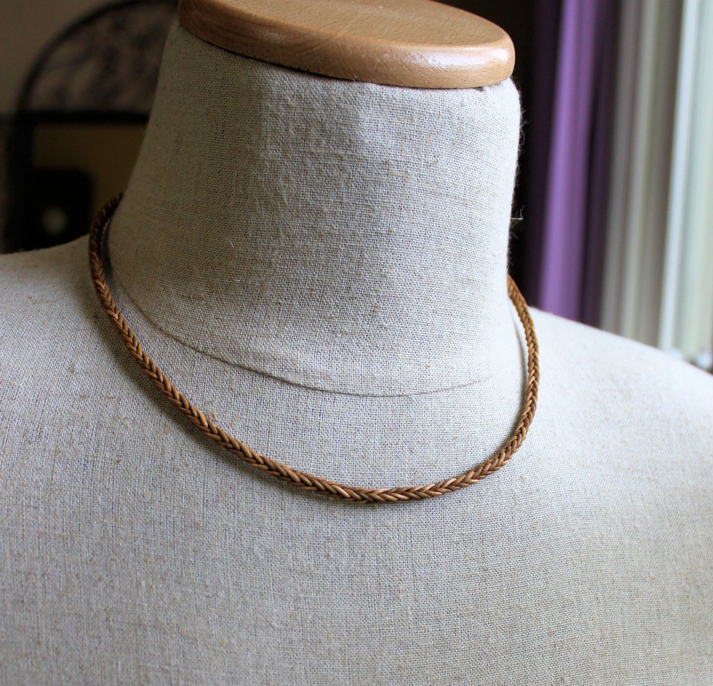 men's brown leather braid necklace