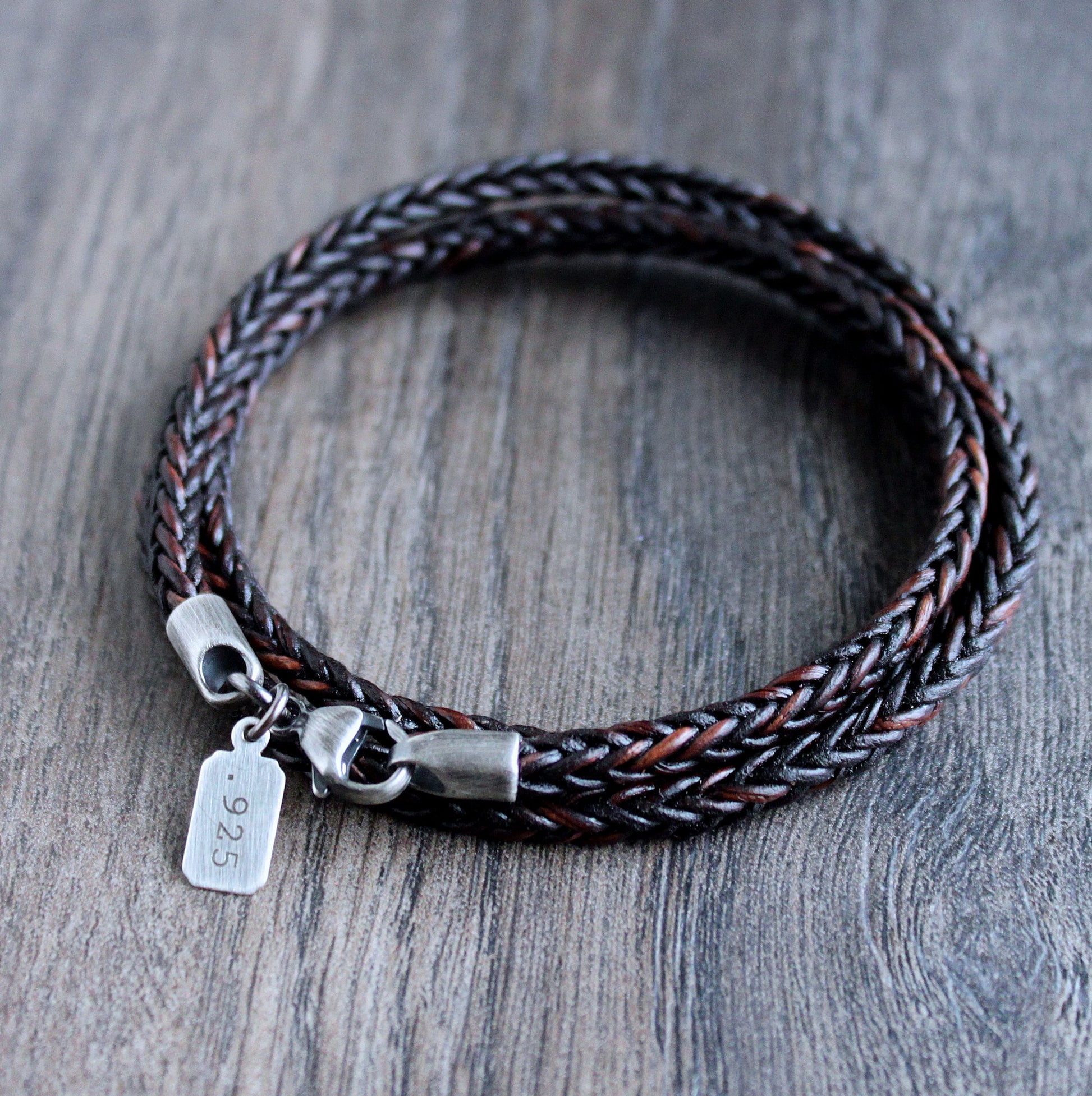 men's brown braid wrap bracelet