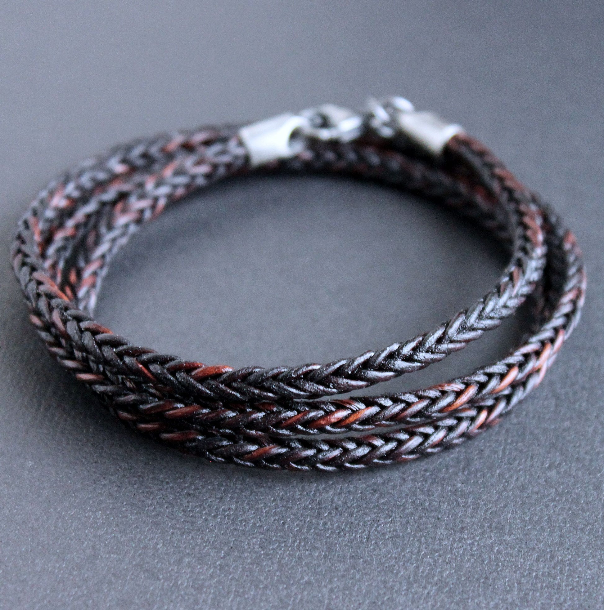 men's 4mm leather braid bracelet