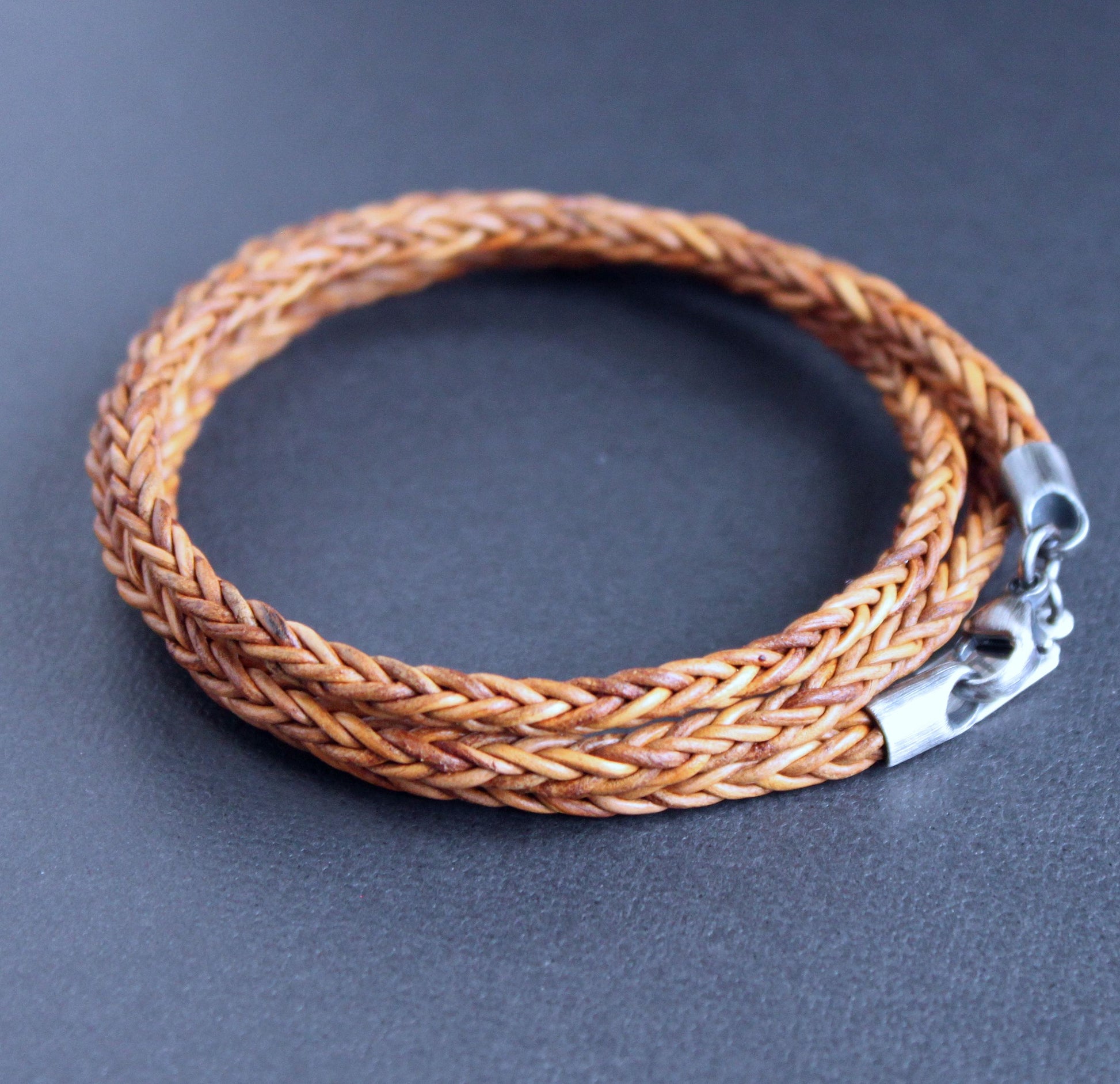 men's leather braid wrap bracelet